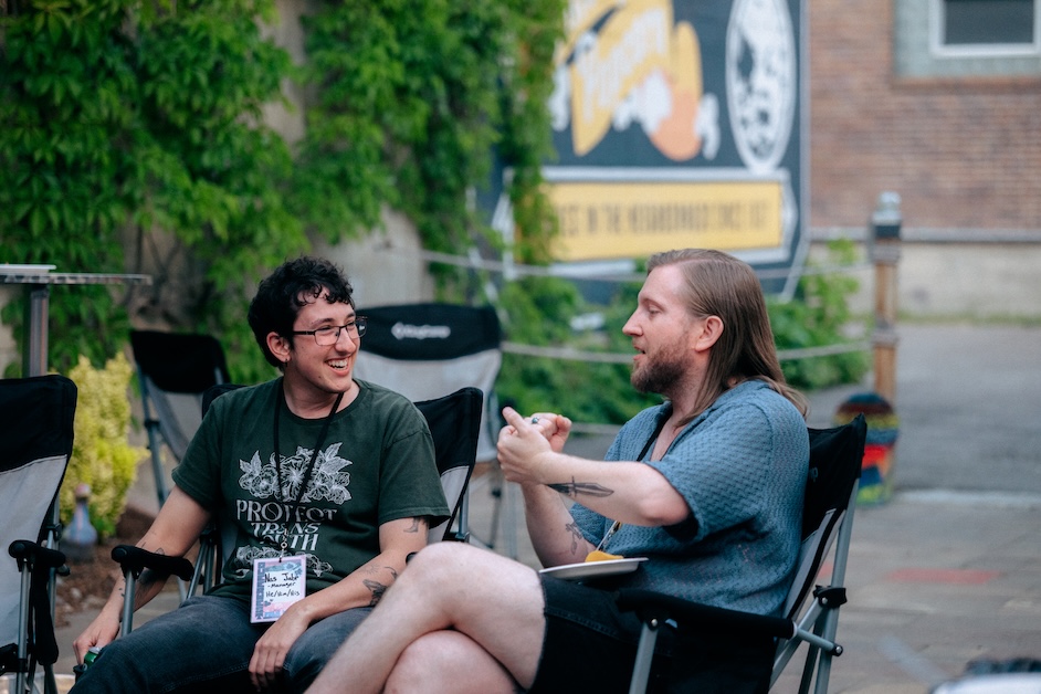 qwff_party People having conversation outside.