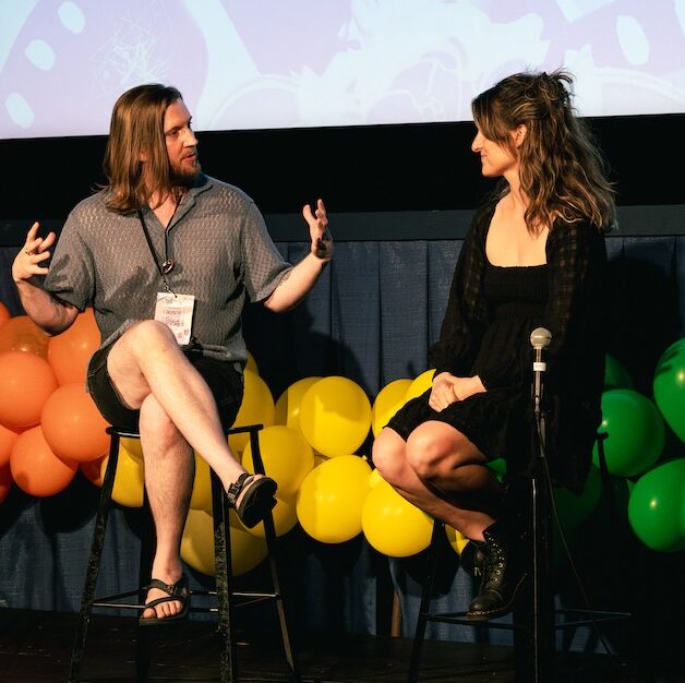 Q&A on stage for Queer West Film Festival.